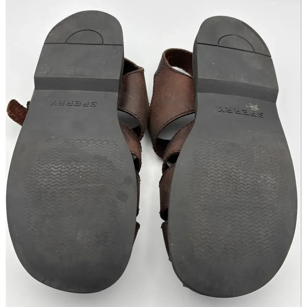 Sperry Men’s 10 Brown Leather Fisherman Sandals Adjustable Closed Toe  Casual
